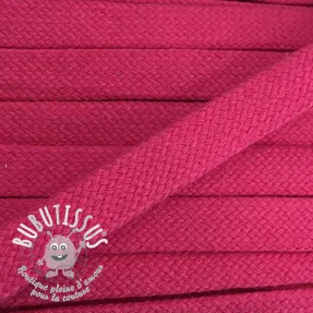 Cordon coton tubulaire plat 15 mm fuchsia