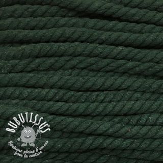 Cordon coton macramé 12 mm vert foncé
