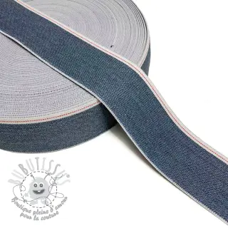 Élastique lisse 4 cm JEANS WHITE STRIPE blue