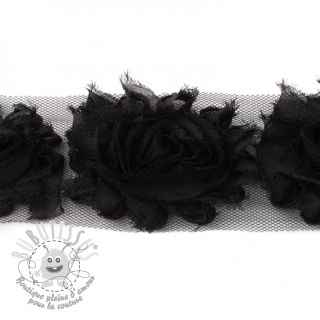 Bande Grande Fleur Sur Tulle black