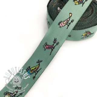 Ruban Birds dark mint