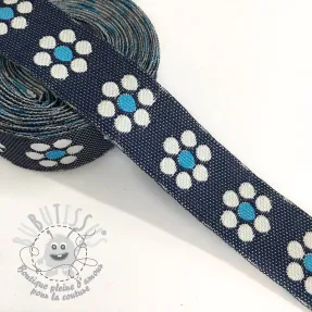Ruban Jeans flowers turqoise