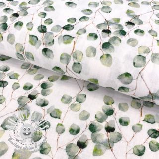 Tissu double gaze/mousseline Little eucalyptus flowers digital print ORGANIC
