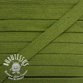 Cordon coton tubulaire plat 13 mm olive green