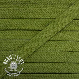 Cordon coton tubulaire plat 13 mm olive green