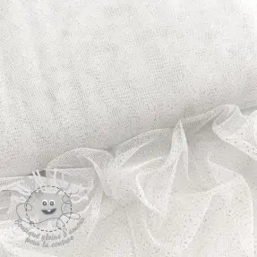 Tulle pour jupe tutu ROYAL SPARKLE white silver