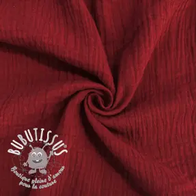 Tissu double gaze/mousseline bordeaux ORGANIC