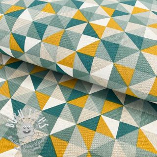 Tissu déco Linenlook Diamond triangle green