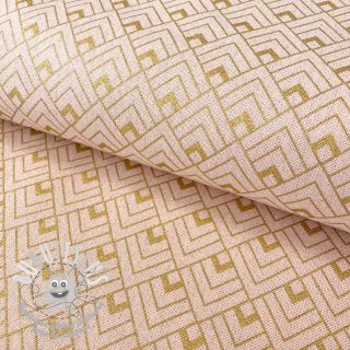 Tissu déco Linenlook Art deco cubes rose metallic premium