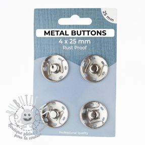 Boutons Pression METAL 25 mm silver