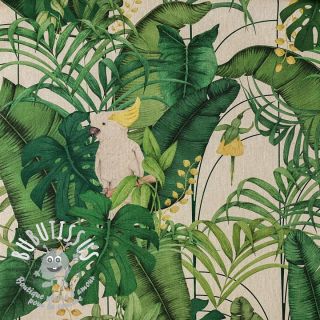Tissu déco Linenlook premium Royal Cockatoo green digital print