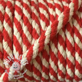 Cordon coton 5 mm red ecru