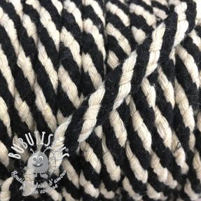Cordon coton 5 mm black ecru