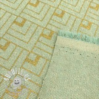 Tissu déco Linenlook Art deco cubes mint metallic premium