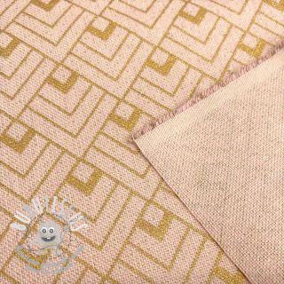 Tissu déco Linenlook Art deco cubes rose metallic premium