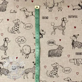 Tissu déco Linenlook Sweet doggie friends