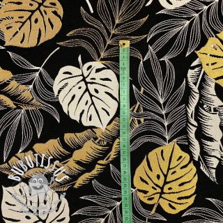 Tissu déco jacquard Botanic leaf metallic deluxe