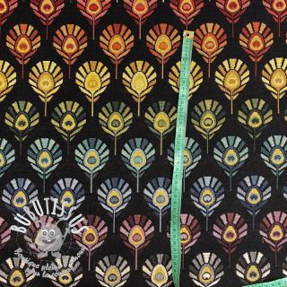 Tissu déco GOBELIN PREMIUM Peacock Feather Bow black