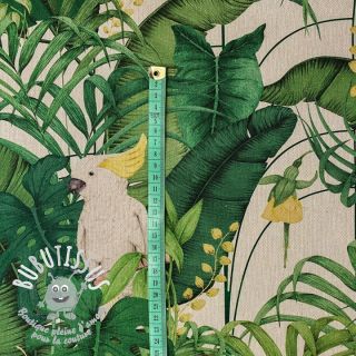 Tissu déco Linenlook premium Royal Cockatoo green digital print