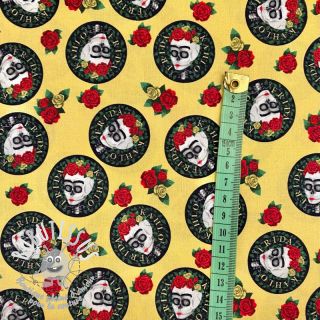 Tissu coton FRIDA Hearts skull digital print