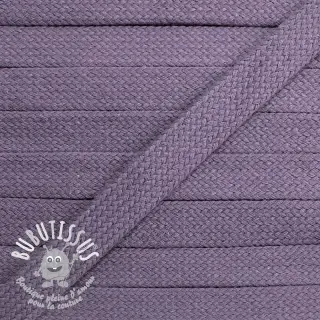 Cordon coton tubulaire plat 13 mm lavender