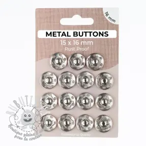 Boutons Pression METAL 16 mm silver