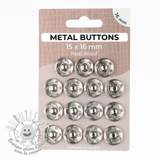 Boutons Pression METAL 16 mm silver