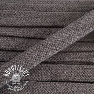 Cordon coton tubulaire plat 15 mm dark grey