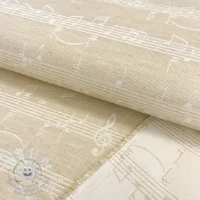 Tissu déco jacquard Music notes lyrics metallic