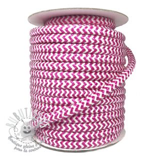 Cordon coton macramé ZIG ZAG fuchsia