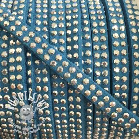 Cordon en suede avec strass aqua