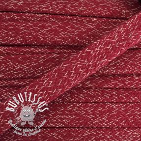 Cordon coton plat 15 mm melange red