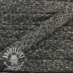 Cordon coton tubulaire plat 13 mm gris foncé mélangé