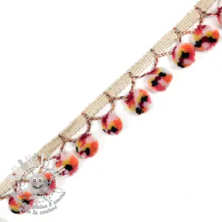 Galon pompon AFRICA rose bordeaux