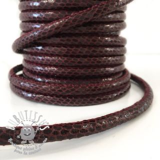 Cordon faux cuir Snake bordeaux