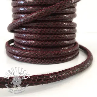Cordon faux cuir Snake bordeaux
