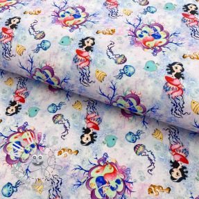 Tissu coton Snoozy fabrics Mermaids violet digital print