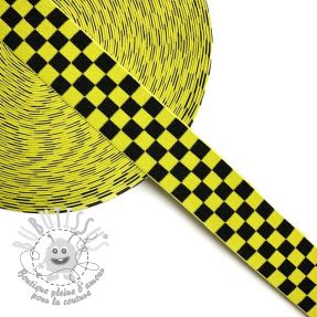 Élastique lisse 4 cm Chequered jacquard yellow