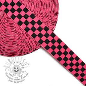 Élastique lisse 4 cm Chequered jacquard fuchsia