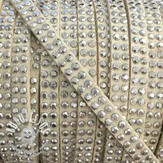 Cordon en suede avec strass ecru