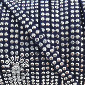 Cordon en suede avec strass dark blue