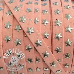 Cordon en suede étoiles rose