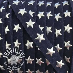 Cordon en suede étoiles dark blue