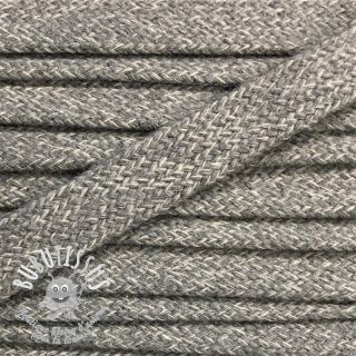 Cordon coton tubulaire plat 13 mm gris pâle mélangé