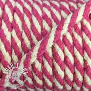 Cordon coton 5 mm fuchsia ecru