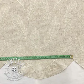 Viscose lin natural Leaves border