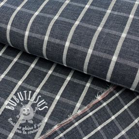 Tissu double gaze/mousseline Double sided Checks navy melange