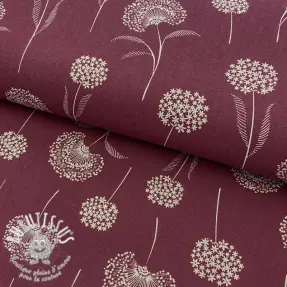 Tissu déco Linenlook Elegant dandelion bordeaux