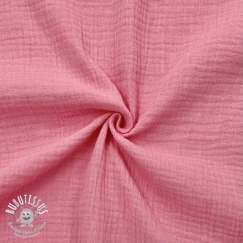 Tissu double gaze/mousseline pink GOTS