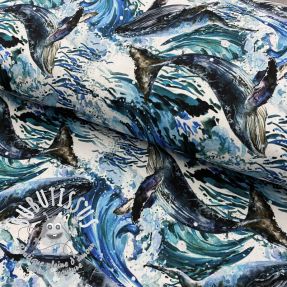 Jersey Whales in waves digital print